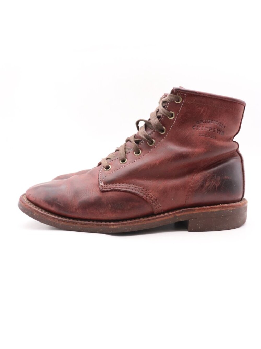 Chippewa 1901 Ankle Boots Men's Size 10.5 Burgundy Leather Lace Up USA - Picture 4 of 15
